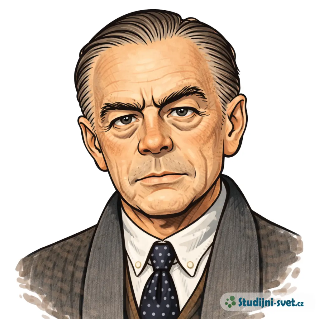 Ilustrovaný portrét spisovatele jménem Erich Maria Remarque